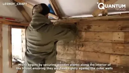 ساخت یک کلبه زیبا با پالت چوبی در جنگل های اوکراین