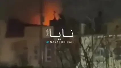 ستون دود و آتش در پی اصابت پهپاد به مقر تجزیه‌طلبان در اربیل