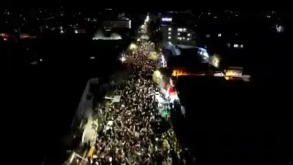 تصویر هوایی از شب اربعین رهبر شهید انقلاب در ارومیه