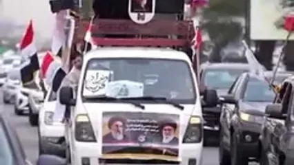 شور مردمی به عراق رسید؛ تصاویر جالب از کاروان خودرویی مردم در بغداد