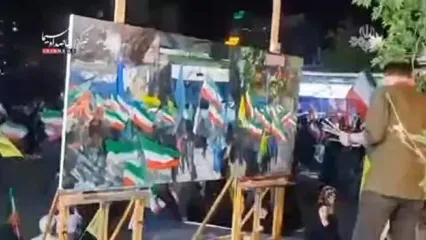 خلق اثر نقاشی حسن روح‌الامین در میدان تجریش