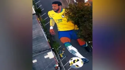 نقاشی 200 متری روی آسفالت خیابان برزیل از نیمار!