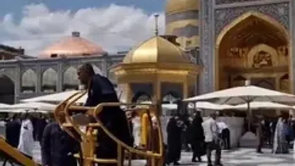 تصاویری از آماده سازی صحن‌های حرم رضوی برای ماه محرم