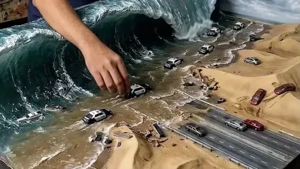 هوش مصنوعی سونامی مینیاتوری را بازسازی کرد