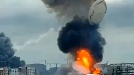 لحظه اصابت پهپاد اوکراینی به پالایشگاه نفت مسکو