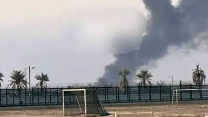 بلند شدن ستون‌های دود از فرودگاه بین‌المللی اربیل