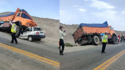 امروز مرگ تلخ 3 کودک همراه پدر و مادر و عمه شان در یک صحنه / پراید زیر کامیون له شد + عکس ها