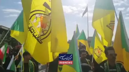 حضور نیروهای حزب الله عراق در مراسم تشییع قائد شهید