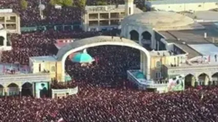 تصاویر هوایی از سیل خروشان جمعیت نمازگزار بر پیکر رهبر شهید