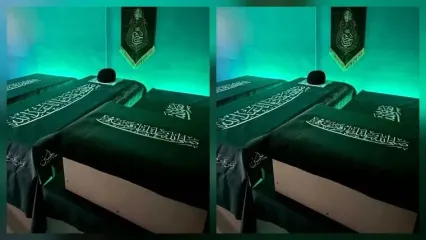 فیلم تابوت آماده شده رهبری شهید و اعضای خانواده مکرم اش اشک عزاداران را درآورد
