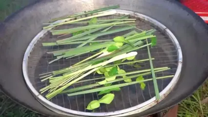 غذای روستایی در کامبوج؛ پخت یک غذای خاص سنتی با خرچنگ، ماهی و موز