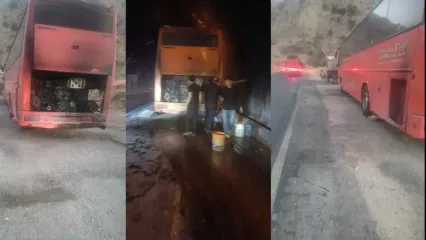 فداکاری ماموران پلیس راه برای نجات مسافران اتوبوس در جاده اندیمشک