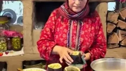 غذای روستایی در ایران؛ پخت دلمه با بادمجان، گوشت چرخ کرده و انار