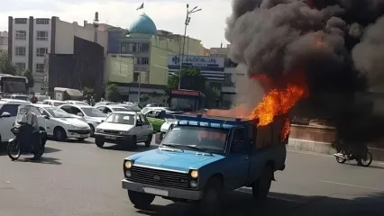 فیلم لحظه آتش گرفتن نیسان در جاده رودهن