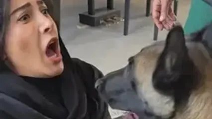 پشت صحنه رویارویی فریبا نادری با یک سگ