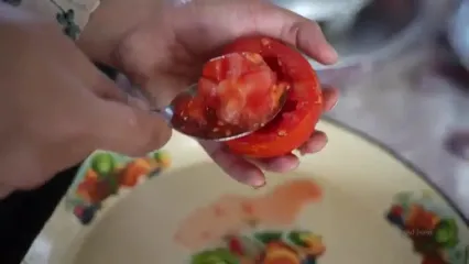 غذای روستایی در ایران؛ پخت دلمه بادمجان و گوجه فرنگی در روستایی کوهستانی